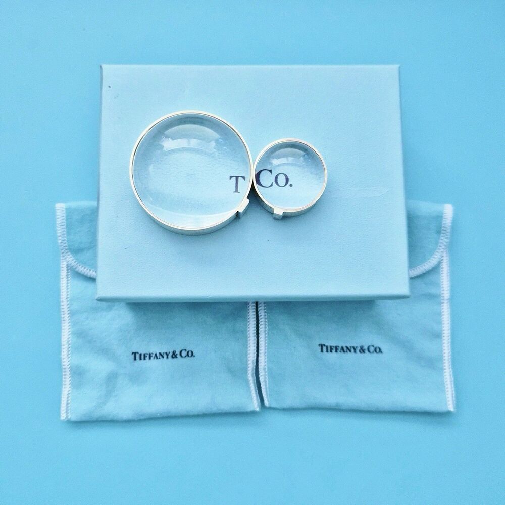 RARE Tiffany & Co. Everyday Objects Enamel Silver Magnifying Domed Paperweights